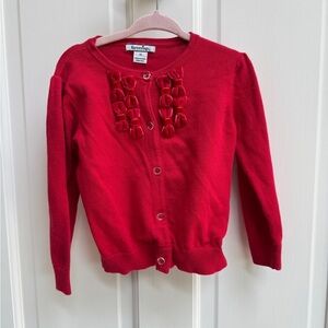 Hartstrings 3T Girls Red Bow Button Down Sweater